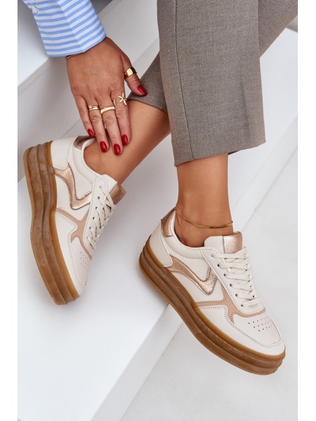 Ladies platform sneakers beige Annines