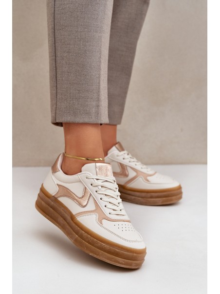 Ladies platform sneakers beige Annines