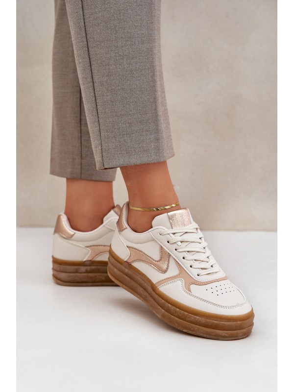Ladies platform sneakers beige Annines