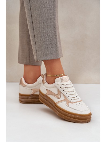 Ladies platform sneakers beige Annines