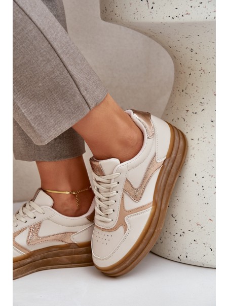 Ladies platform sneakers beige Annines