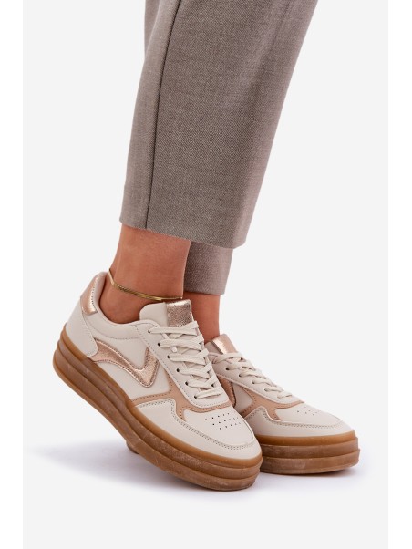 Ladies platform sneakers beige Annines