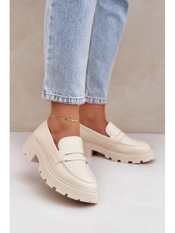 Ladies Moccasins Made Of Eco Leather Light Beige Sendall