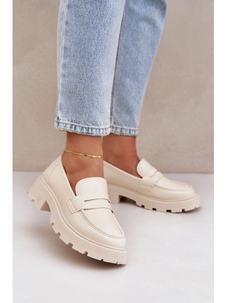 Ladies Moccasins Made Of Eco Leather Light Beige Sendall