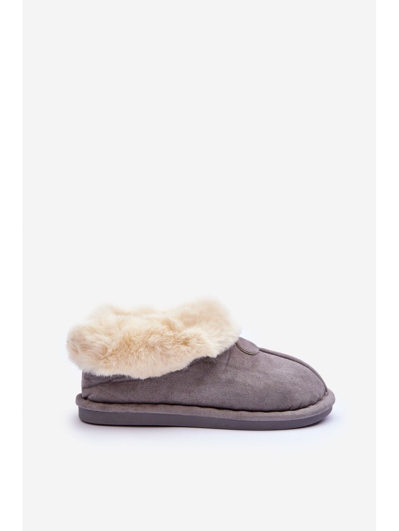 Women's Slippers With Faux Fur Gray Lanose