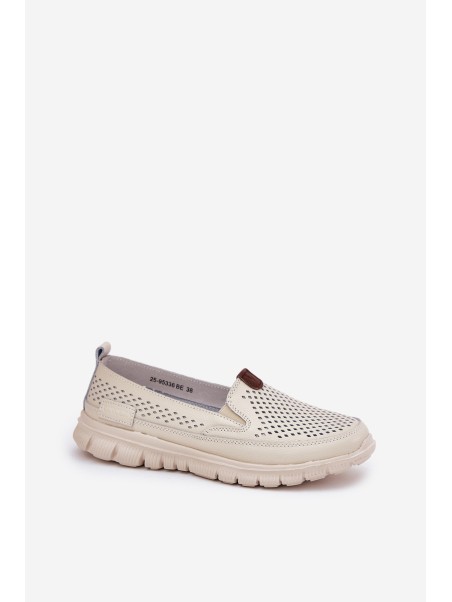 Breathable Ballet Flats Made Of Natural Leather Vinceza 95336 Beige
