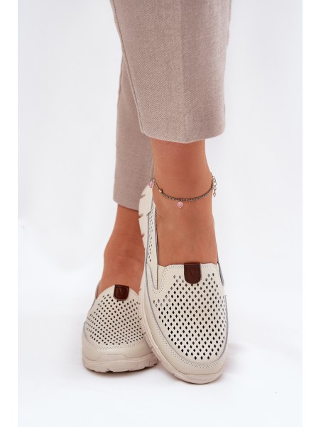 Breathable Ballet Flats Made Of Natural Leather Vinceza 95336 Beige