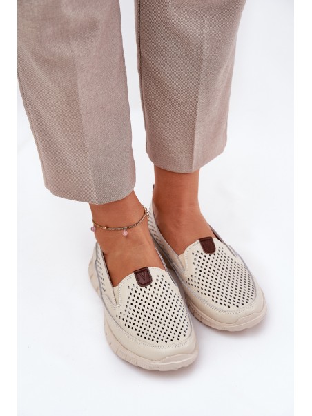 Breathable Ballet Flats Made Of Natural Leather Vinceza 95336 Beige