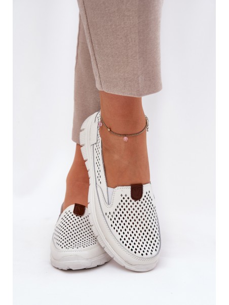 Perforated Ballet Flats Made Of Natural Leather Vinceza 95336 White