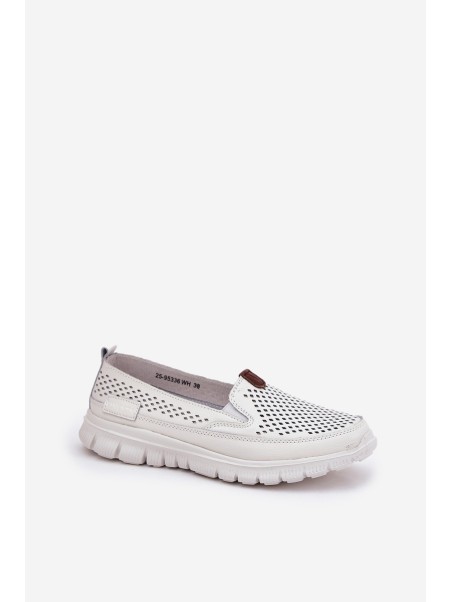Perforated Ballet Flats Made Of Natural Leather Vinceza 95336 White