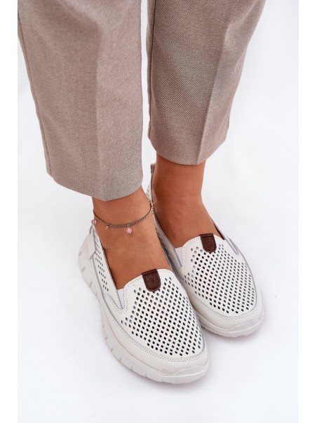 Perforated Ballet Flats Made Of Natural Leather Vinceza 95336 White