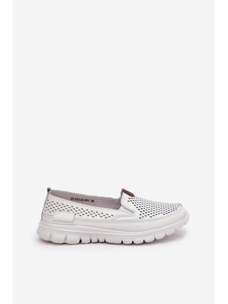 Perforated Ballet Flats Made Of Natural Leather Vinceza 95336 White