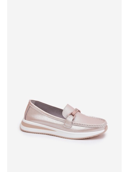 Women's Leather Moccasins S.Barski GR51-598 Pearl Pink