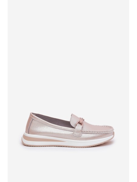 Women's Leather Moccasins S.Barski GR51-598 Pearl Pink