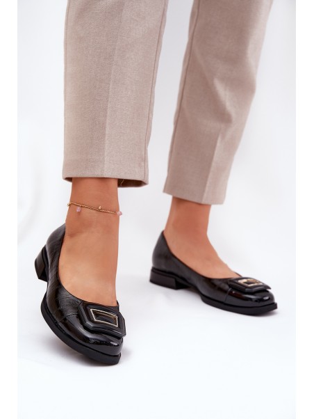 Leather Ballerinas With Decoration D&A MK51-059 Black