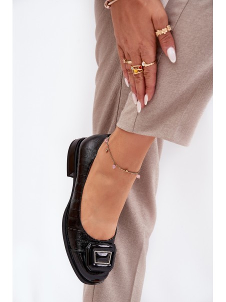 Leather Ballerinas With Decoration D&A MK51-059 Black