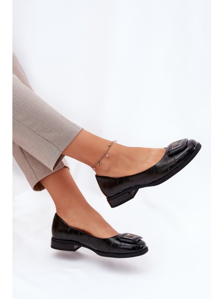 Leather Ballerinas With Decoration D&A MK51-059 Black