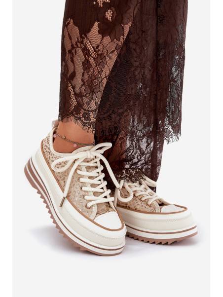 Womens Sneakers On Massive Platform S.Barski BF51-101 Beige