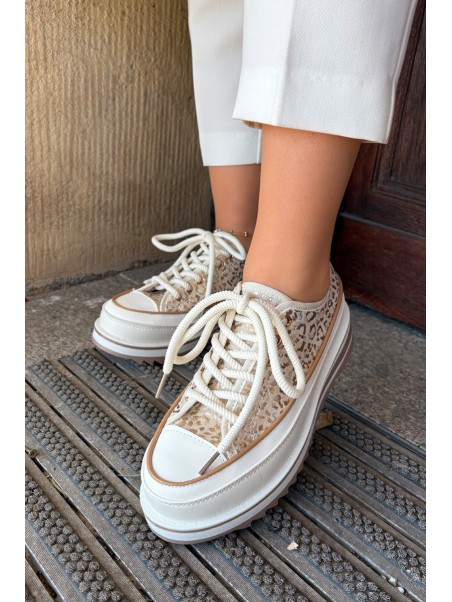 Womens Sneakers On Massive Platform S.Barski BF51-101 Beige