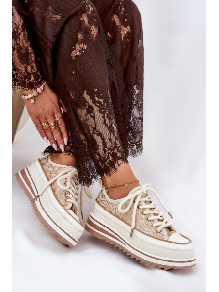 Womens Sneakers On Massive Platform S.Barski BF51-101 Beige