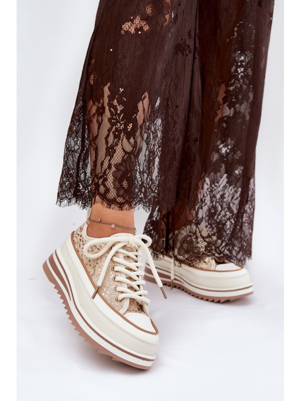 Womens Sneakers On Massive Platform S.Barski BF51-101 Beige