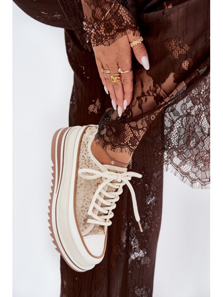 Womens Sneakers On Massive Platform S.Barski BF51-101 Beige