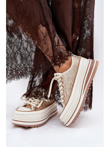 Womens Sneakers On Massive Platform S.Barski BF51-101 Beige