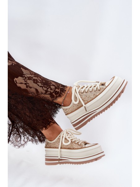 Womens Sneakers On Massive Platform S.Barski BF51-101 Beige