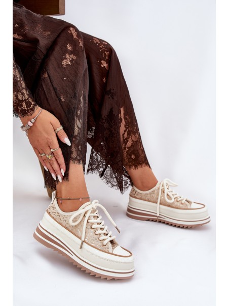 Womens Sneakers On Massive Platform S.Barski BF51-101 Beige