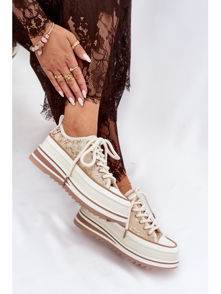 Womens Sneakers On Massive Platform S.Barski BF51-101 Beige