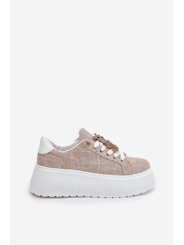 Platform Sneakers With Bear Print S.Barski BF51-014 Beige