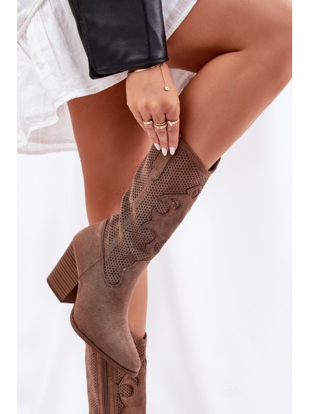 Breathable Cowboy Boots On Heels S.Barski HY51-606 Brown