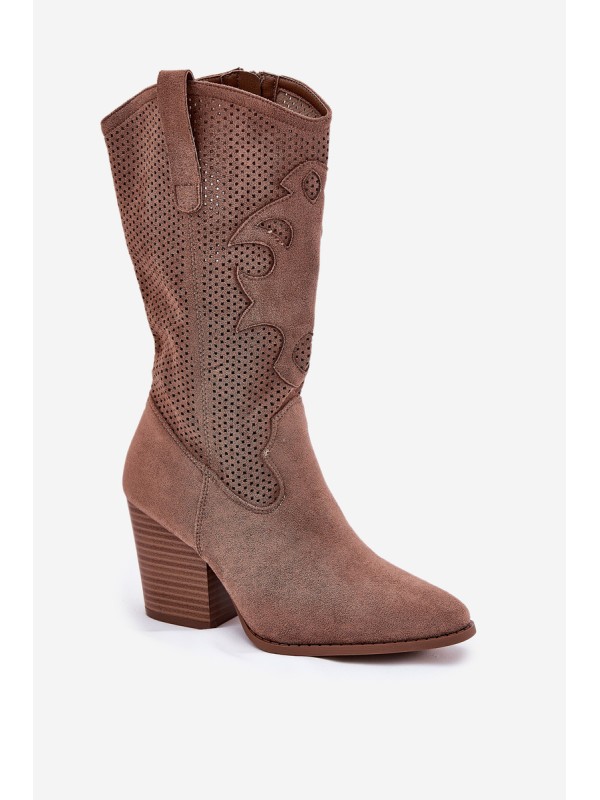 Breathable Cowboy Boots On Heels S.Barski HY51-606 Brown