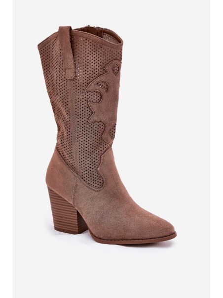 Breathable Cowboy Boots On Heels S.Barski HY51-606 Brown