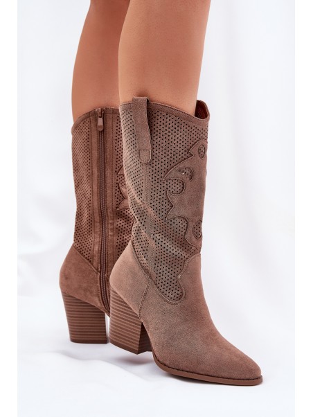 Breathable Cowboy Boots On Heels S.Barski HY51-606 Brown