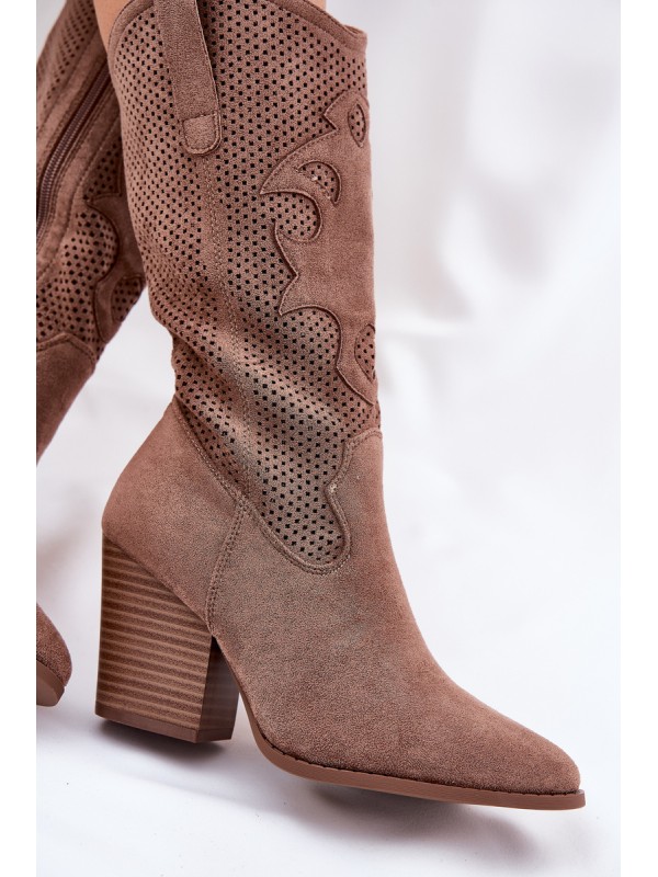 Breathable Cowboy Boots On Heels S.Barski HY51-606 Brown
