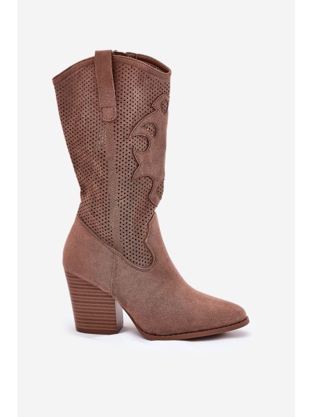 Breathable Cowboy Boots On Heels S.Barski HY51-606 Brown