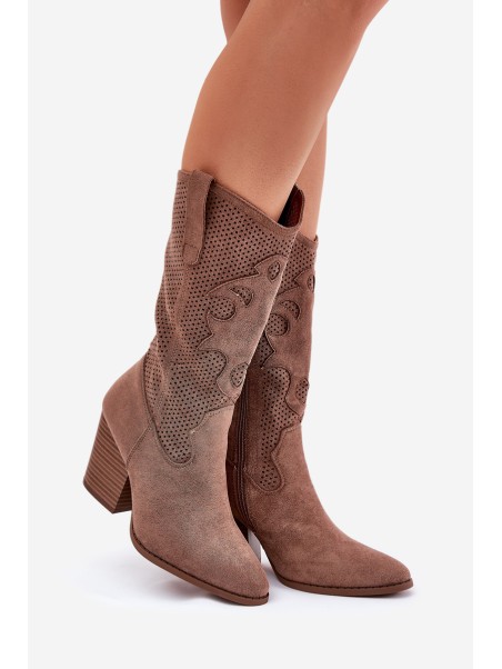 Breathable Cowboy Boots On Heels S.Barski HY51-606 Brown