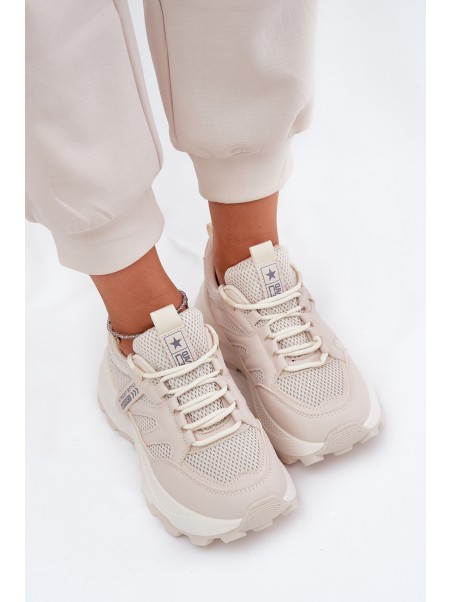 Sports Shoes Sneakers Women's Thick Sole Beige Prononice