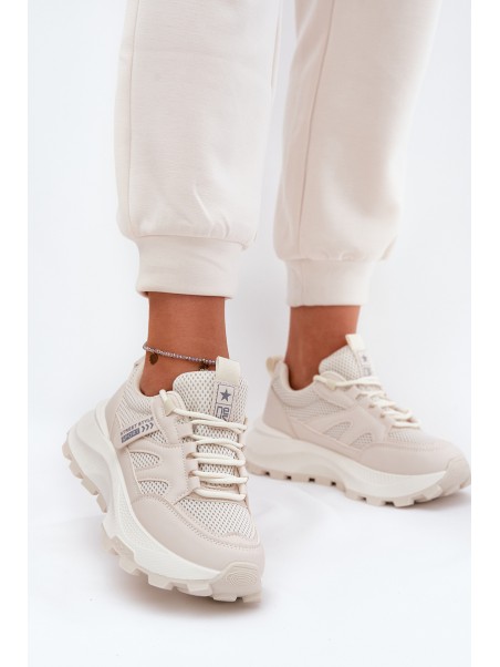 Sports Shoes Sneakers Women's Thick Sole Beige Prononice