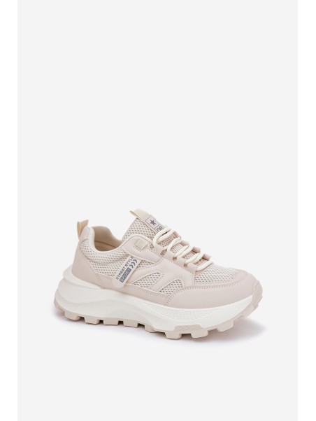 Sports Shoes Sneakers Women's Thick Sole Beige Prononice