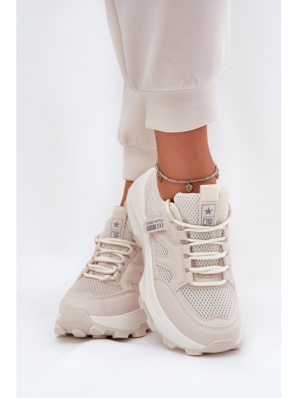 Sports Shoes Sneakers Women's Thick Sole Beige Prononice