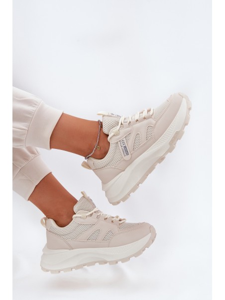 Sports Shoes Sneakers Women's Thick Sole Beige Prononice