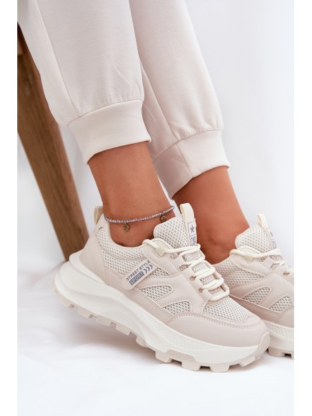 Sports Shoes Sneakers Women's Thick Sole Beige Prononice