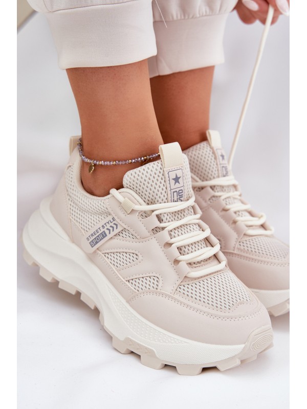 Sports Shoes Sneakers Women's Thick Sole Beige Prononice