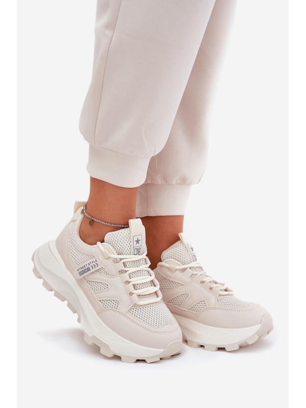 Sports Shoes Sneakers Women's Thick Sole Beige Prononice