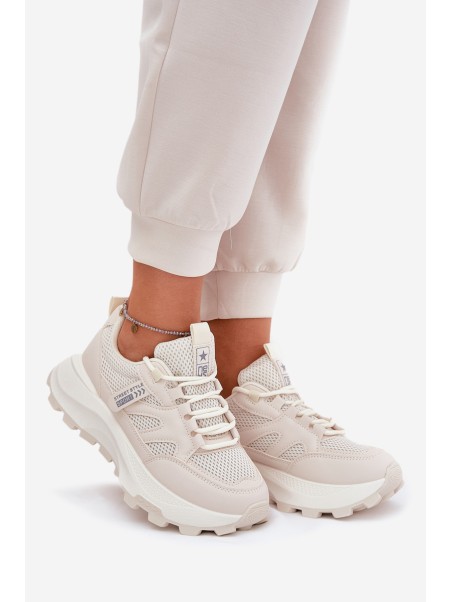 Sports Shoes Sneakers Women's Thick Sole Beige Prononice