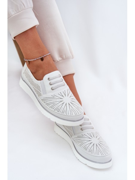 Women's Slip-On Lace-Up Shoes White Azethia
