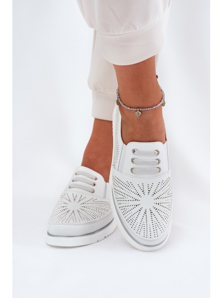 Women's Slip-On Lace-Up Shoes White Azethia