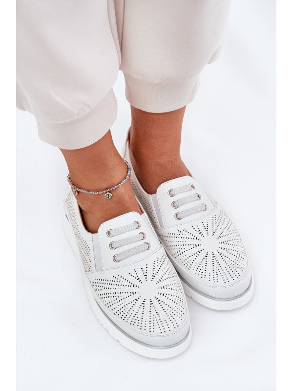 Women's Slip-On Lace-Up Shoes White Azethia